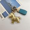 999 Pure Gold Cute Cartoon Horse Keychain Pendant - Year of the Horse Mobile Ornament Gift