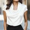 Damen Casual Draping Schwingkragen Kurzarm Top