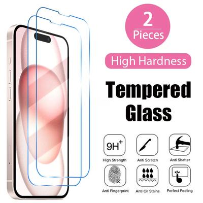 2PCS Gehärtetes Glas für iPhone 11 12 13 14 15 Pro XR X XS Max Displayschutzfolie für iPhone 15 14 12 Pro Max Mini 7 8 Plus Glas