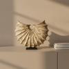 Modern Tabletop Decor | Textured Fluted Surface, Shell Sculpture with Base, Abstract Sculpture, for