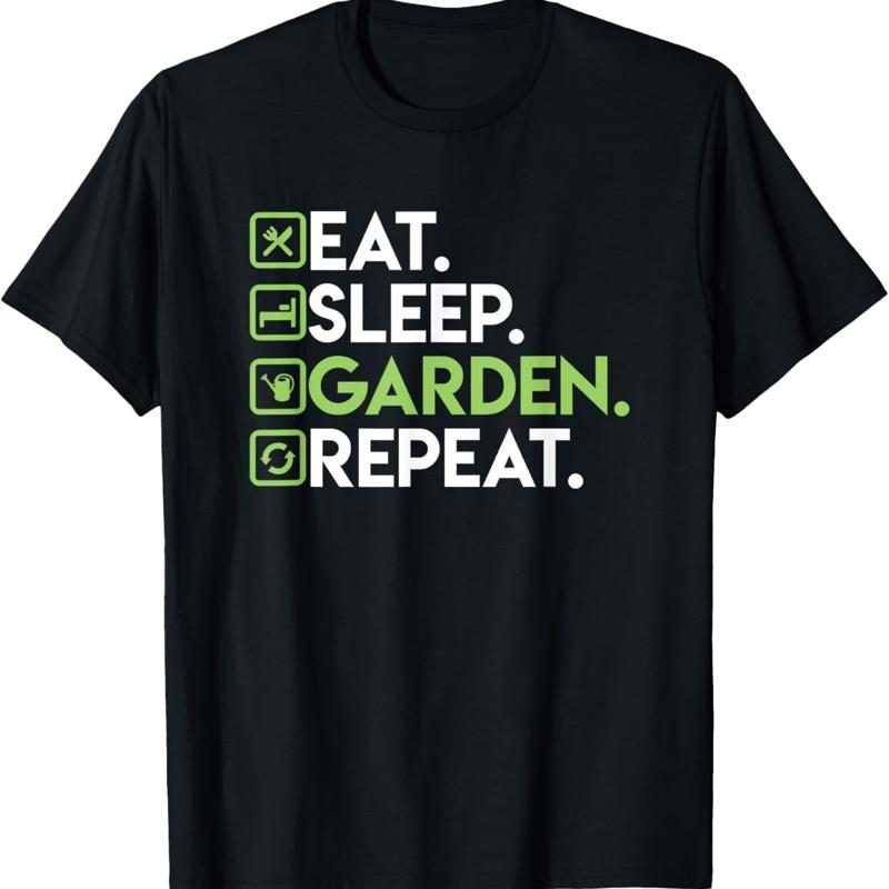 

Eat Sleep Garden Repeat Gardening T Shirt for Gardeners - Men s Summer Cotton Graphic Tee S разноцветный