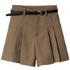 Women's Black High-Waist Corduroy Pleated Wide-Leg Shorts - Autumn/Winter Korean Style