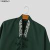 INCERUN Übergroße Herren Reverskragen 3/4 Ärmel Print Retro Knoten Lässig Locker Strickjacke Hemden Oberteile