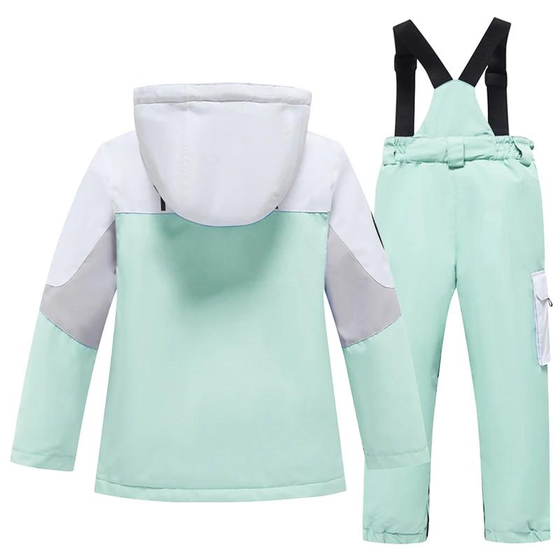Dětské oblečení na snowboard Dívčí Chlapci Sněhule Fleecová bunda s kapucí a náprsenkou Kalhoty Teplé 2dílné dětské lyžařské kombinézy na zimu