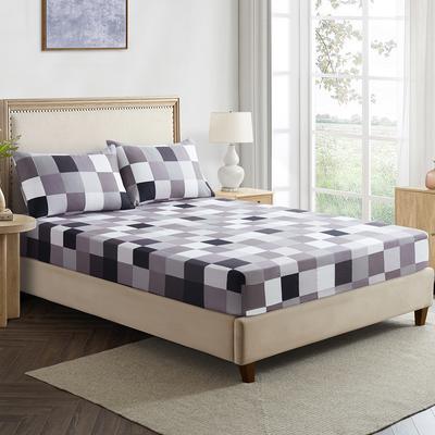 Colorful Plaid Fitted Sheet Twin Queen 3Pcs Geometric Grid Bed Sheet Set Microfiber Lattice Checkerd Bed Sheets - Deep Pocket