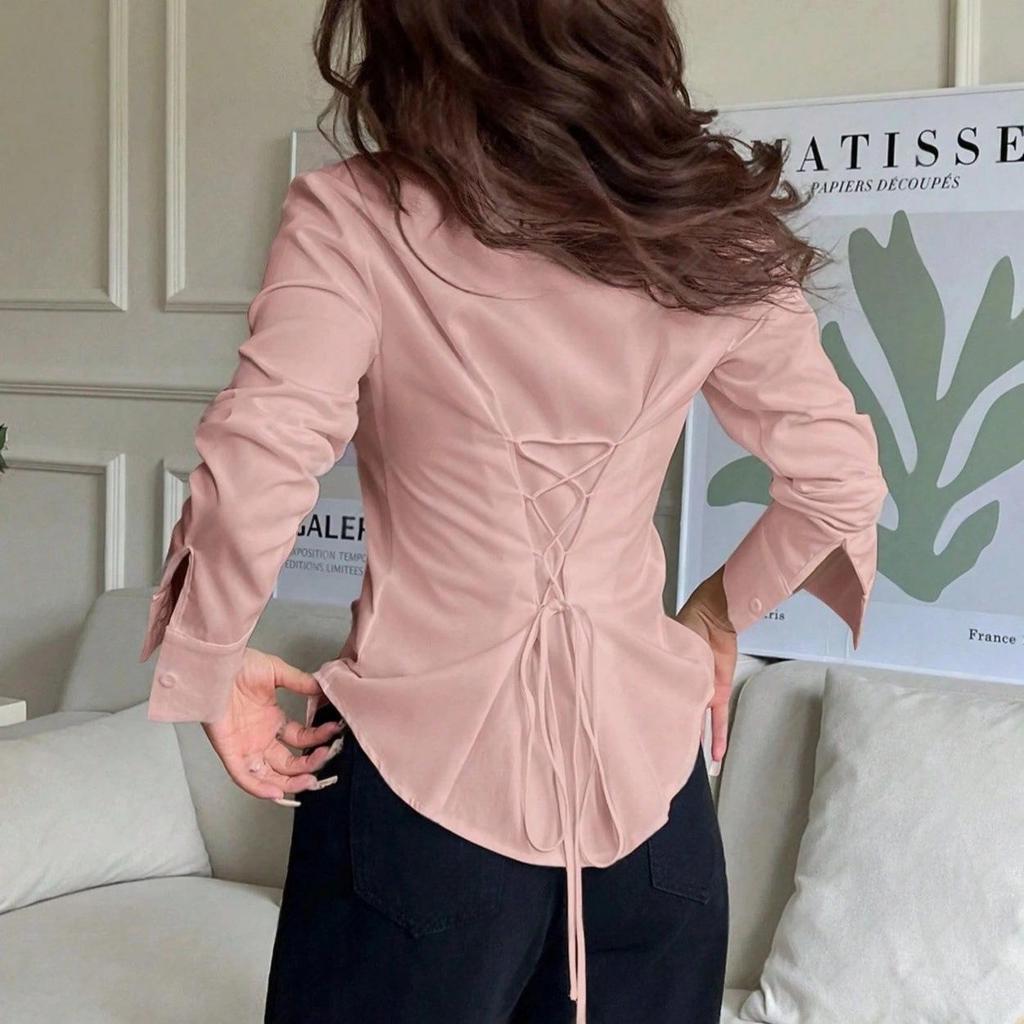Trendiges Schickes Slim-Fit Taillenbetonendes Unregelmäßiges Hemd
