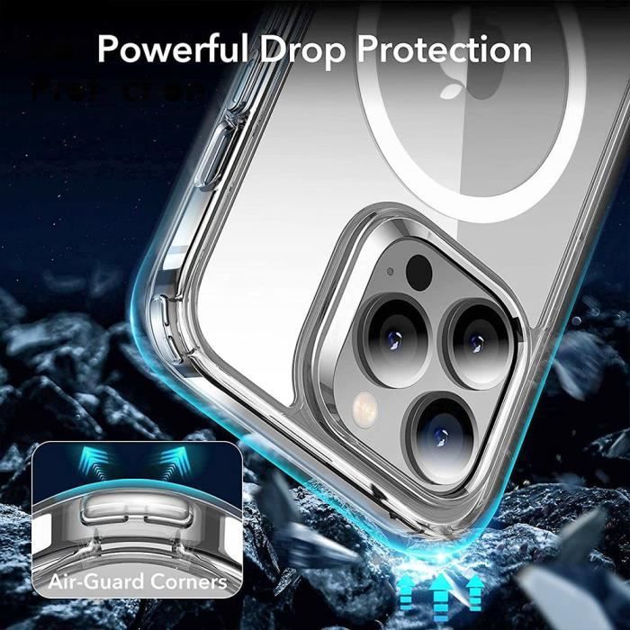 Hülle - E.F.CONNECTION - für iPhone 14 Pro Max - Magnetischer Ring - Transparent - 2 Gehärtete Gläser