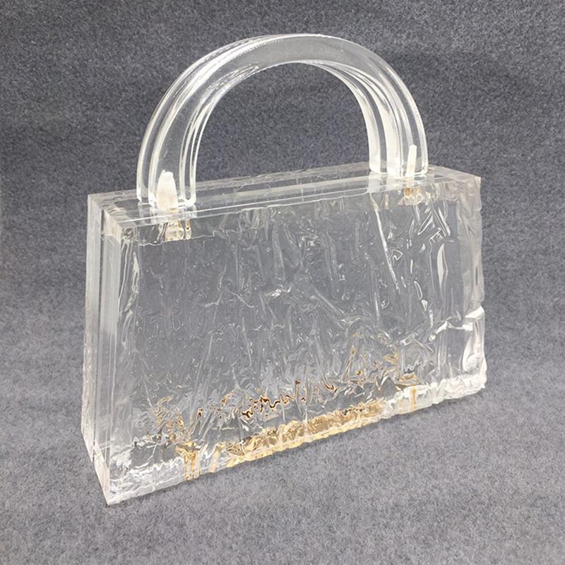Luxury Famous Brand Clear Crystal Acrylic Evening Bag Shand Wallet Fashion Party Purse Bridal Clutch Crossbody Shoulder Handbag