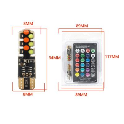 Led T10 Rgb Car Clearance Light 12v Rgbw Cob Led Auto Atmosphere Lamp Reading Bulb With Remote