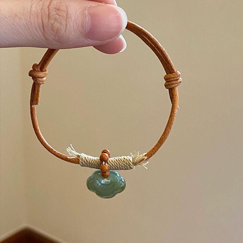 

[В поисках света] Браслет-подвеска из нефрита Хэтянь в новом китайском стиле Счастливое облако Ретро Осенне-зимняя коричневая серия Выдвижной плетеный шнурок для ношения Sunrise Sunset | Hetian Jade Bracelet