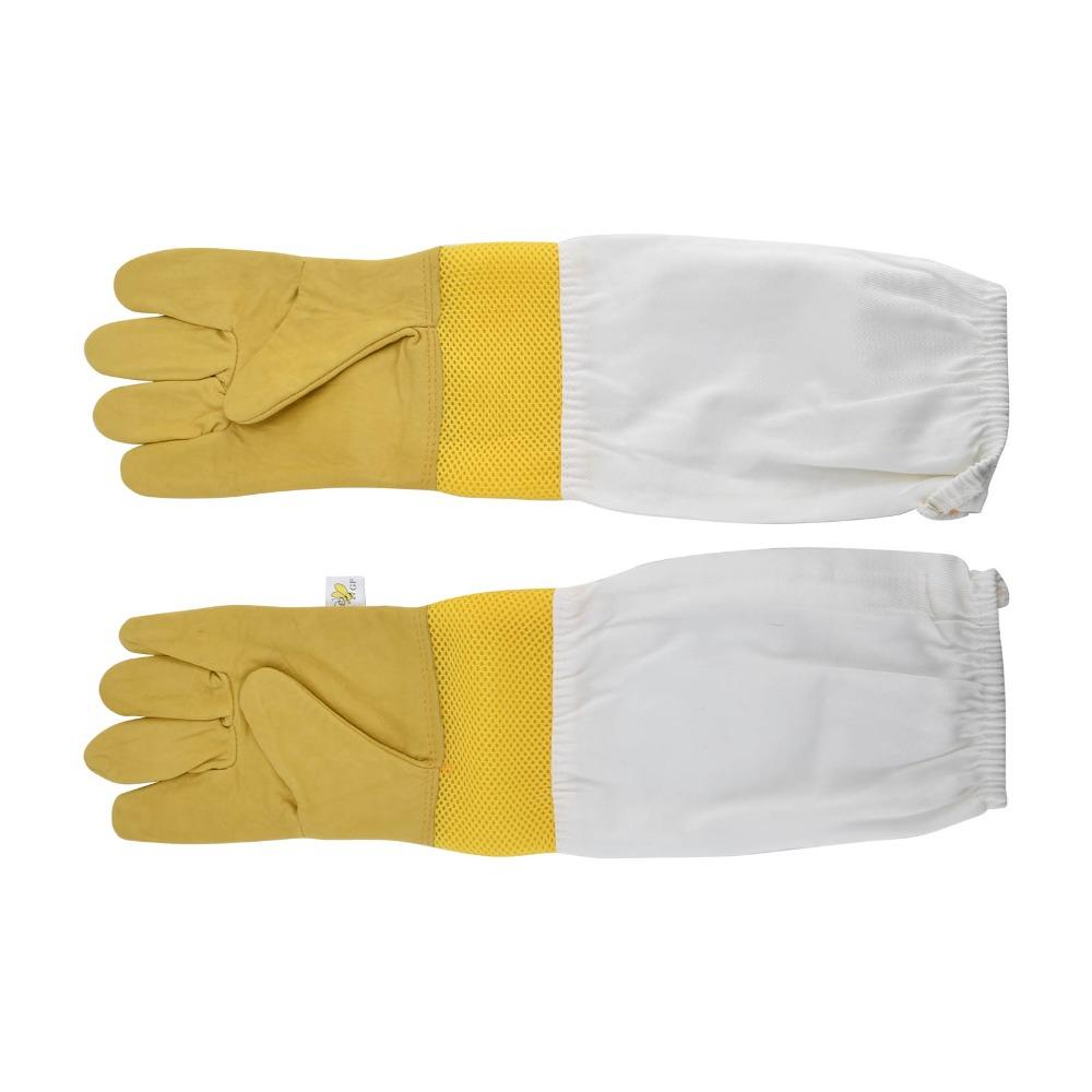 1 pair Extended Sleeves Bee Protective Gloves Faux Sheepskin Beekeepers Gloves  Beekeeper