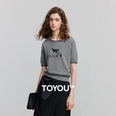 Chuyu Cat Jacquard Knit T-Shirt