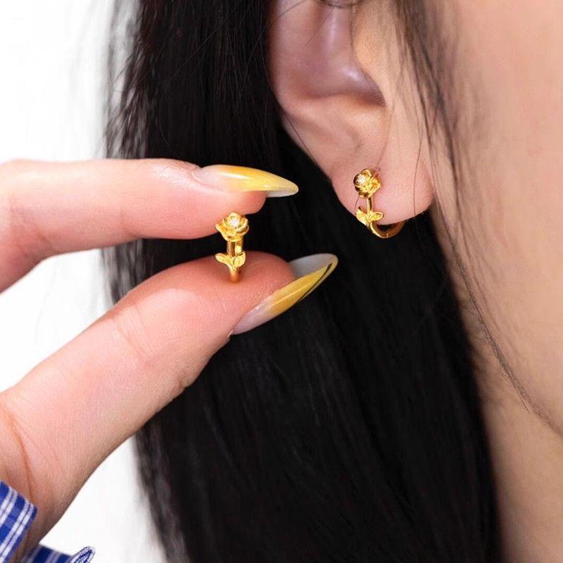 

Jinruixi Exquisite Rose Hoop Earrings - Romantic & Luxurious Design for Women