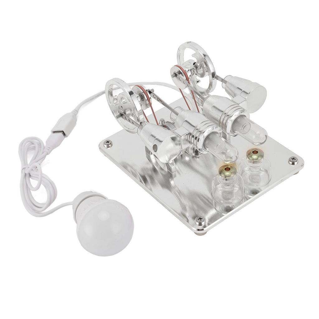 4 Cylinder Hot Air Stirling Engine DIY High Hardness LED Light Stirling Engine for Kids Students