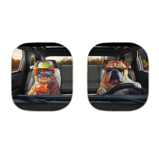2Pcs Animal Print Car Sun Shade High-Density Aluminum Foil Windshield Sunshade Blocks UV Rays Sun Visor All-Season Protection Vehicle Sun Protector