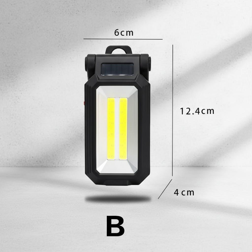 Rechargeable COB LED Work Light Ultra Bright Portable Outdoor Solar Inspection Lamp Flexible Folding Hidden Hook