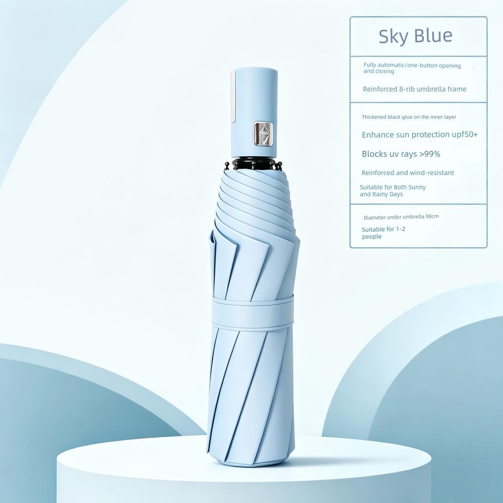 Fully Automatic Large Umbrella, Thickened and Reinforced, Foldable, Sunshade, Uv Protection, Dual-Use for Sun and Rain, Suitable for Men and Women
