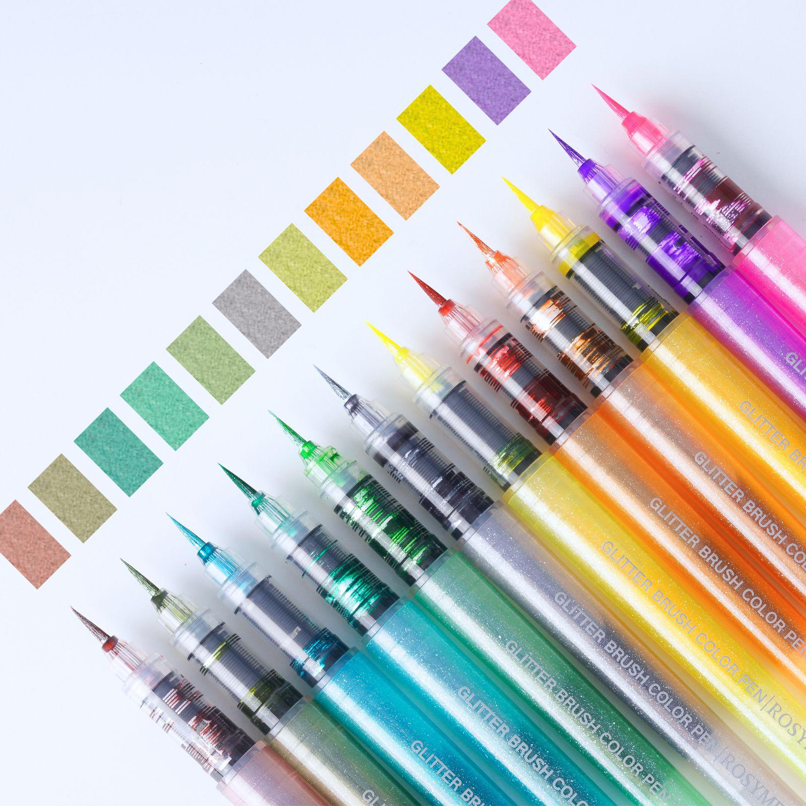 

Starry Sky Glitter Brush Pen - Beautiful Butterfly Design, Soft Bristle, Straight Liquid Ink, Calligraphy Nib.