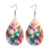 Elegant Spring Colorful Butterfly Dragonfly PU Earrings for Women Girls, Charming Insect Lucky Double Sided Print Waterdrop Earrings