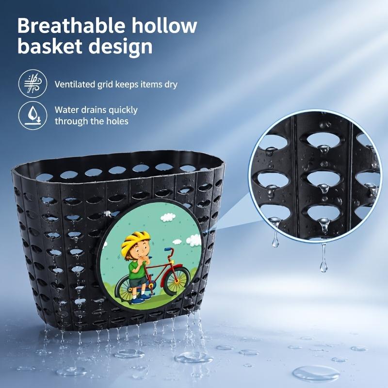 Universal Plastic Bicycle Basket for Kids and Adults, Front Mount Bike Storage Carrier for City Bikes, Scooters, and E-Bikes