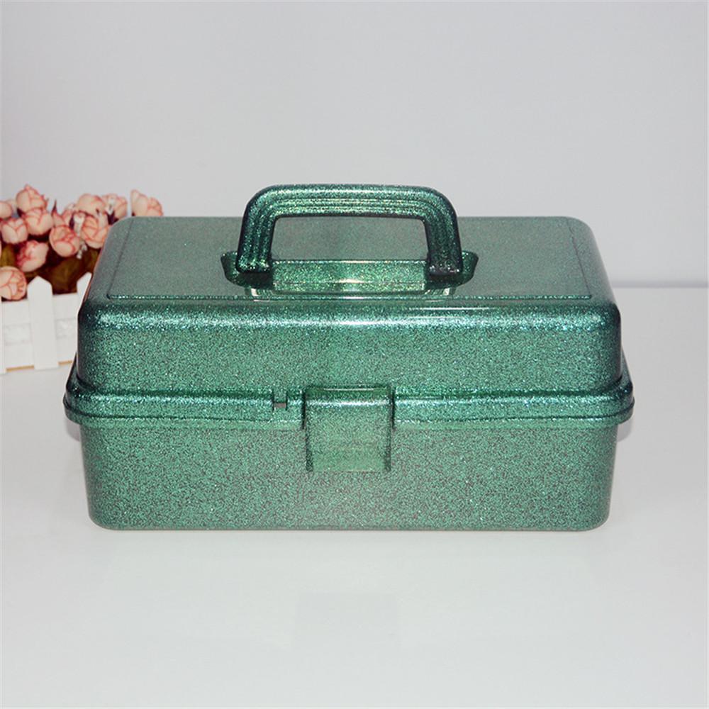 Glitter Pink & Craft Tool Storage Box,3-Layer Stackable Carry Tackle Box Sewing Box Organizer For Art