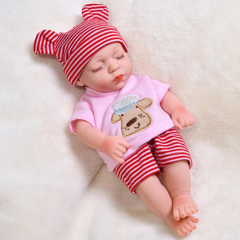Mini 11-inch Reborn Doll with Closed Eyes, Simulation Baby Doll for Little Girls, Early Education Sleeping Doll