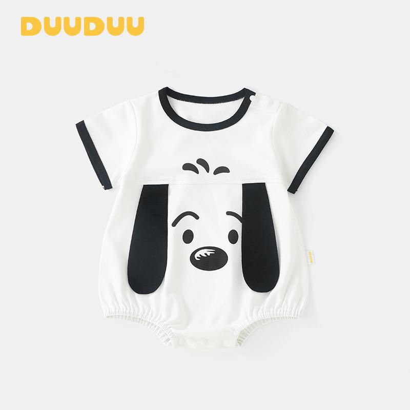 DUUDUU Long-eared Dog Cotton Romper - Summer Cooling Infant Bodysuit for Baby Boys, Class A Quality.