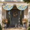 Blue White Pumpkin Decor Fall Bunting Fan Flag for Outside, 1.5 X 3ft Turkey Maple Festive Porch Accents Leaf Pattern Hanging Banner, Thanksgiving