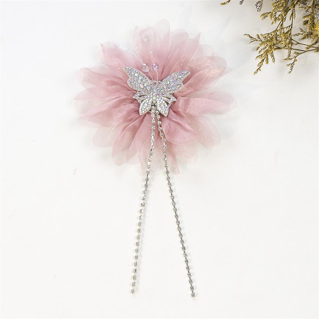 Blumen Perlenstoff Applikation Kristall Aufnähen Brosche Haarspange für Hochzeit/ Abendkleid Kleidung Brosche