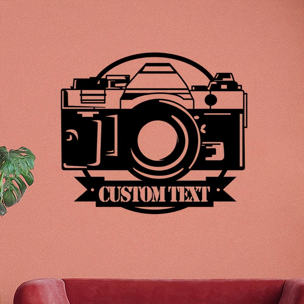 Arte de Pared de Metal Cámara Fotógrafo Letrero con Nombre Decoración Personalizada para el Hogar Regalo para Amantes de la Fotografía