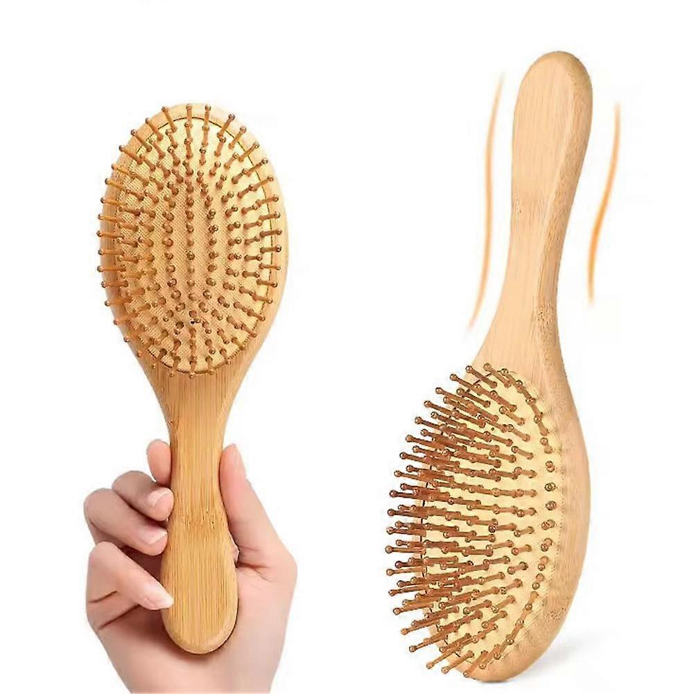 Massage Nanmu Comb Handheld Labor-Saving Round Tooth Comb Non-Damaging Hair Women Long Hair Household Rubber Air Cushion Comb