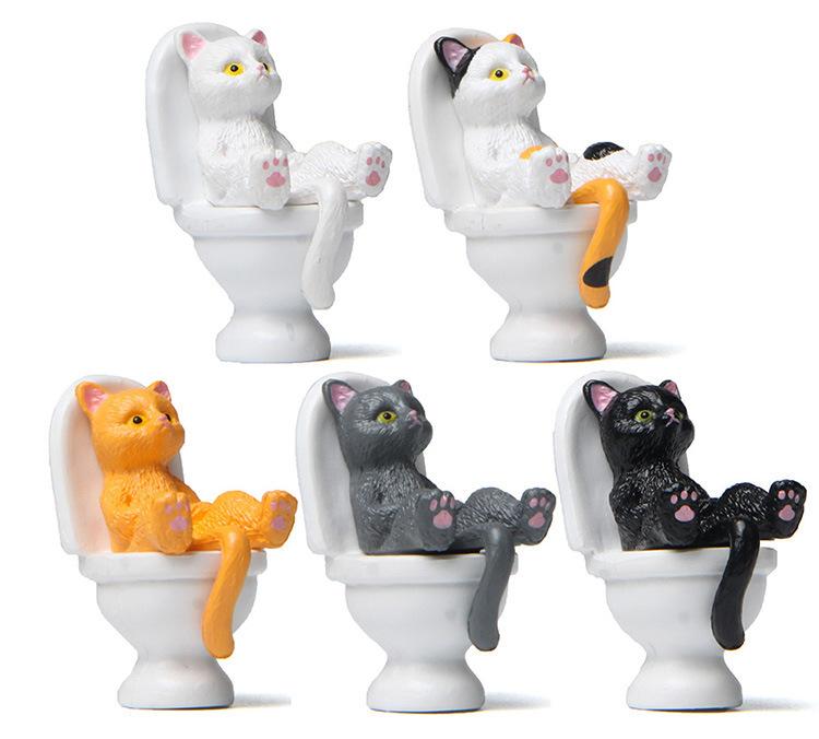 

Set Five Piece Of Desktop Cartoon Cat Toilet Lying Posture Doll Gift Decoration