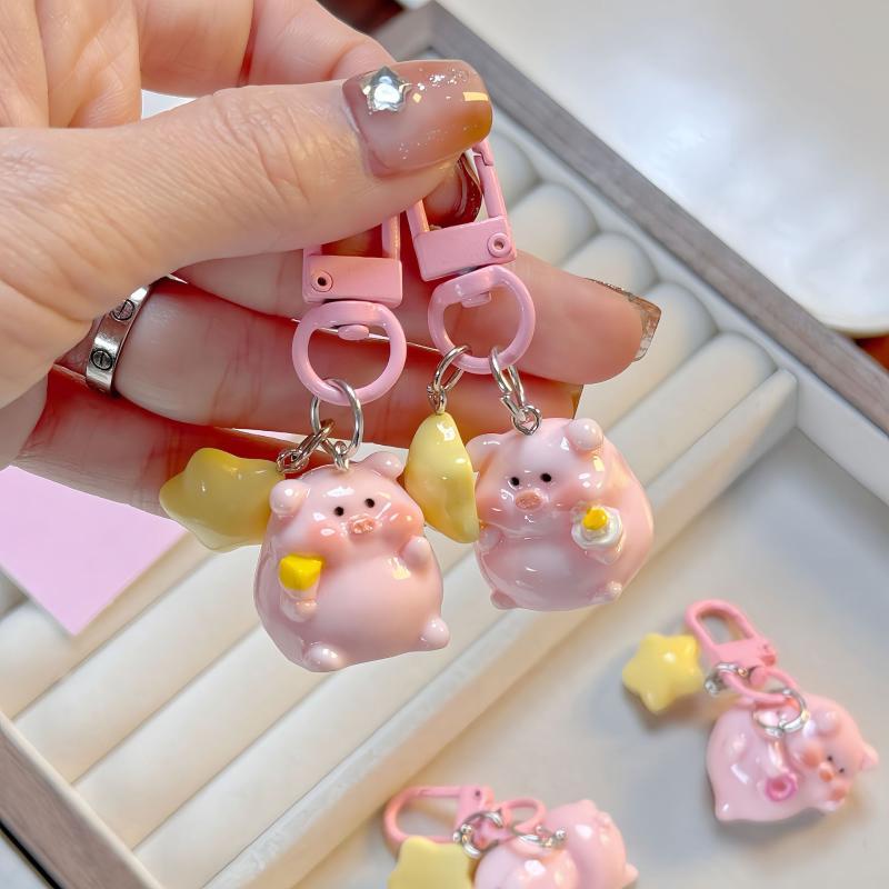 Cartoon Cute Star-shaped Little Pig Keychain Pendant For School Bags As Creative Gifts