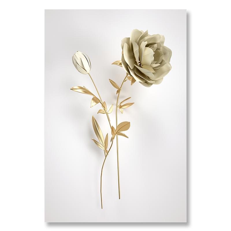 Metal Wall ArtAbstract Gilded Flowers Plant Laminas Decorativas Pared Cuadros Arte De Lienzos Decorativos  Para Sala Decoracion