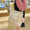 Campus Large Capacity Student Shoulder Bag Women's Contrast Color Tote Bag
