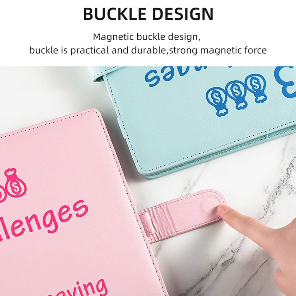 100 Envelopes Money Saving Challenge Budget Binder PU Leather Cover with Cash Envelope PVC Pocket