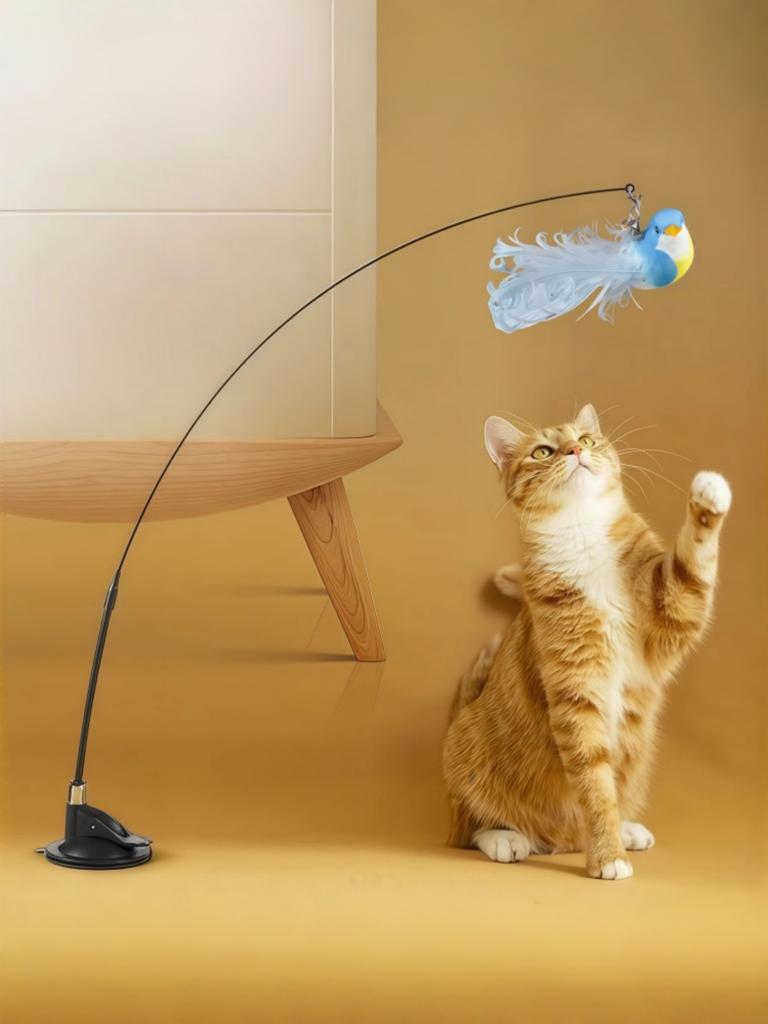 4pcs/set Strong Base Cat Teaser Set - Long Pole Cat Interactive Toy with Bell Kitten Hunting Training Toy