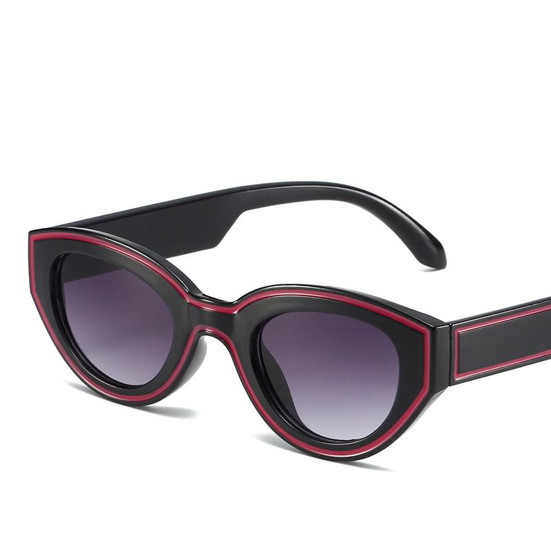 New  Cat Eye Sunglasses Women For Men  Vintage Sun Glasses Luxury Brand Designer Punk Pink Stripe Hip Hop Popular Shades