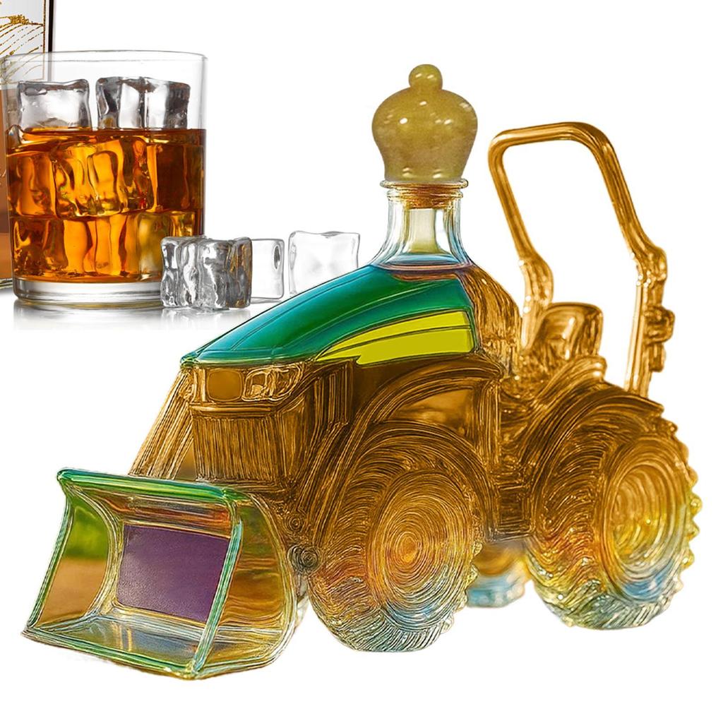 300ML 3D Tractor Decanter Tractor Shaped Whiskey Wine Bottle Glass Storage Ornament Decanter Decoration For Men Bar Cabinet