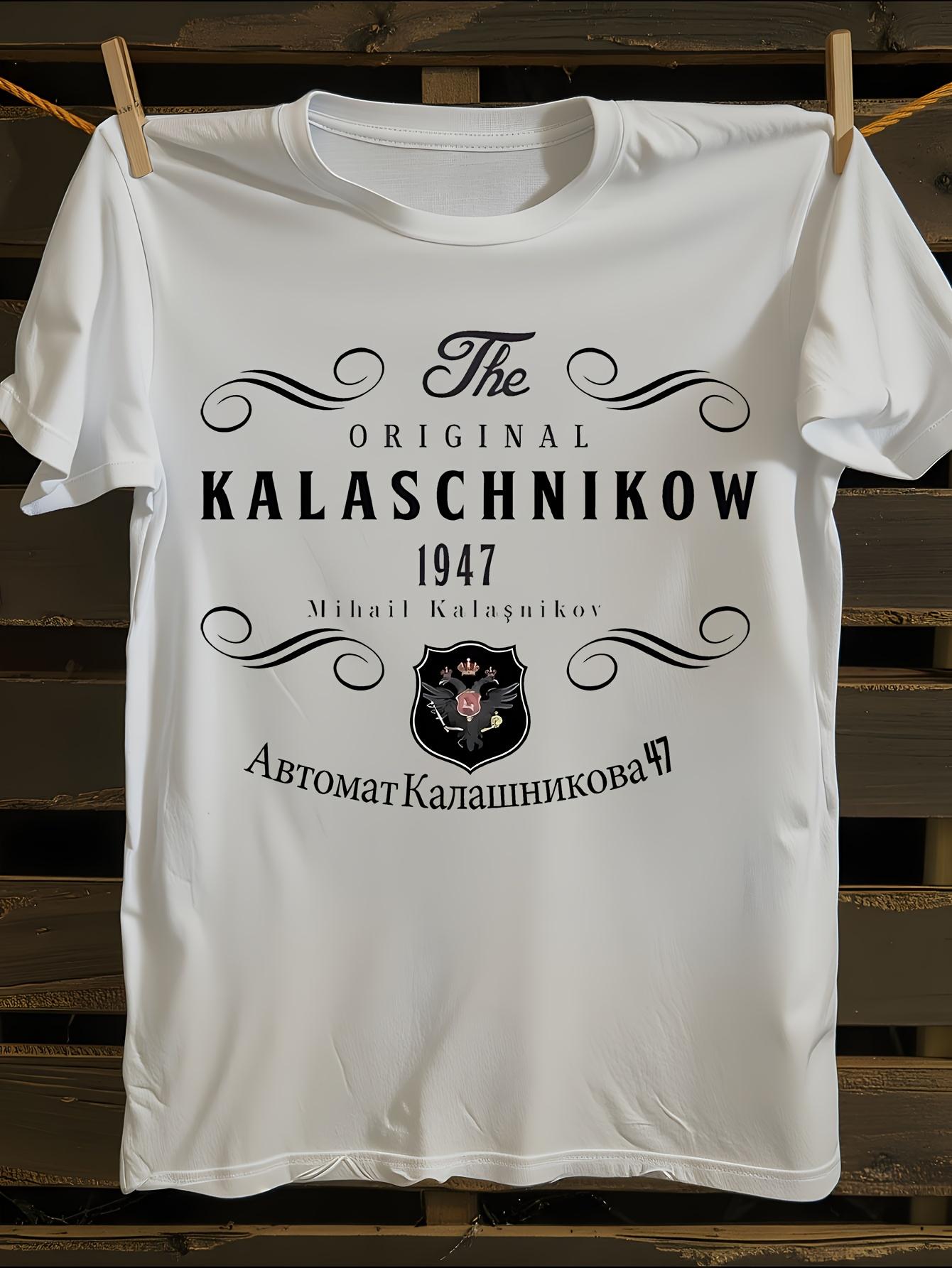 Kalashnikov Rifle and AK-47 Logo Print T-shirt XXXL