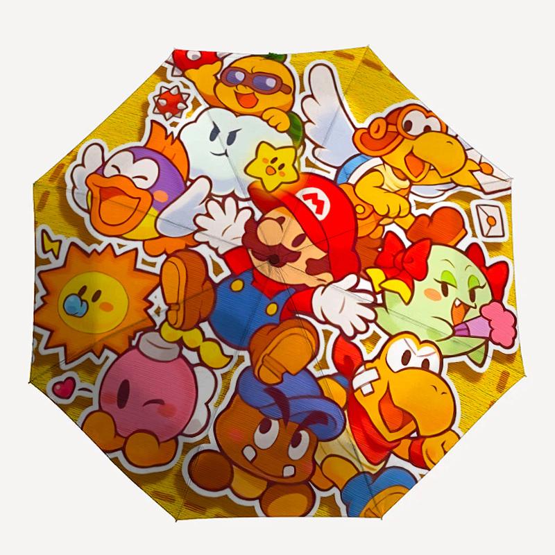 

1pc Mario Characters Automatic Open/close Folding Portable Umbrella with 8-Rib Structure for Women/Men, All-Season Use a0901124