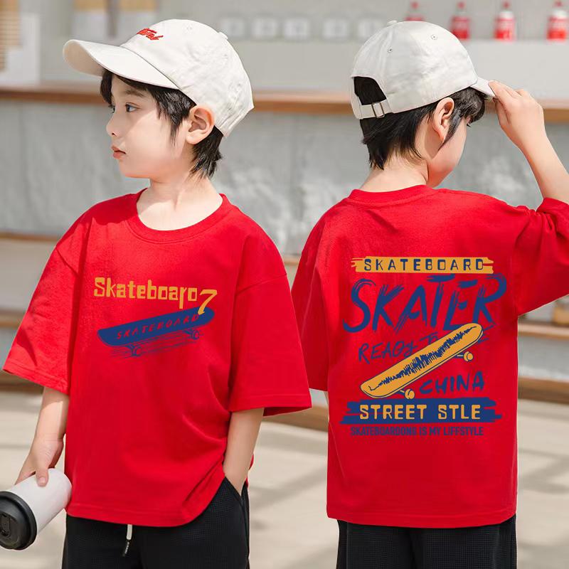 

New summer children s clothing, street wear, printed letter T-shirt, short sleeved top, T-shirt for boys and girls, T-shirt for children 140
