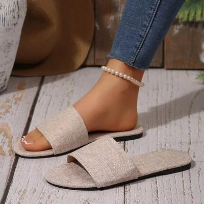 Fashion Ladies Shoes On Sale 2025 Open Toe Women's Slippers Outdoor Casual Slippers Women Round Toe Flat with Plus Size Concise Sandals