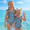 Girls One Piece Swimsuit Floral Print Sleeveless Summer Beachwear Kids Swimwear Comfortable Fit Lightweight Fabric