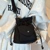 Oxford Shoulder Bag with Pocket Commute Drawstring Bag Simple Crossbody Bag Girls