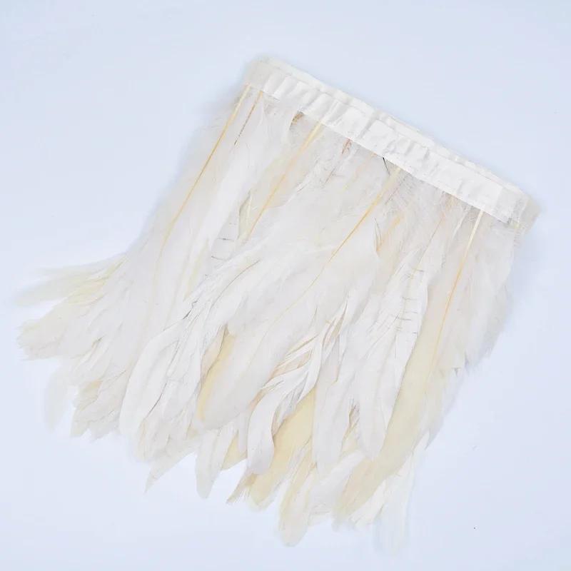 2Meters Rooster Feathers on Tape Trim Tassel Fringe Ribbon White Black Cock Pheasant Chicken Feather Costume Clothing Decoration