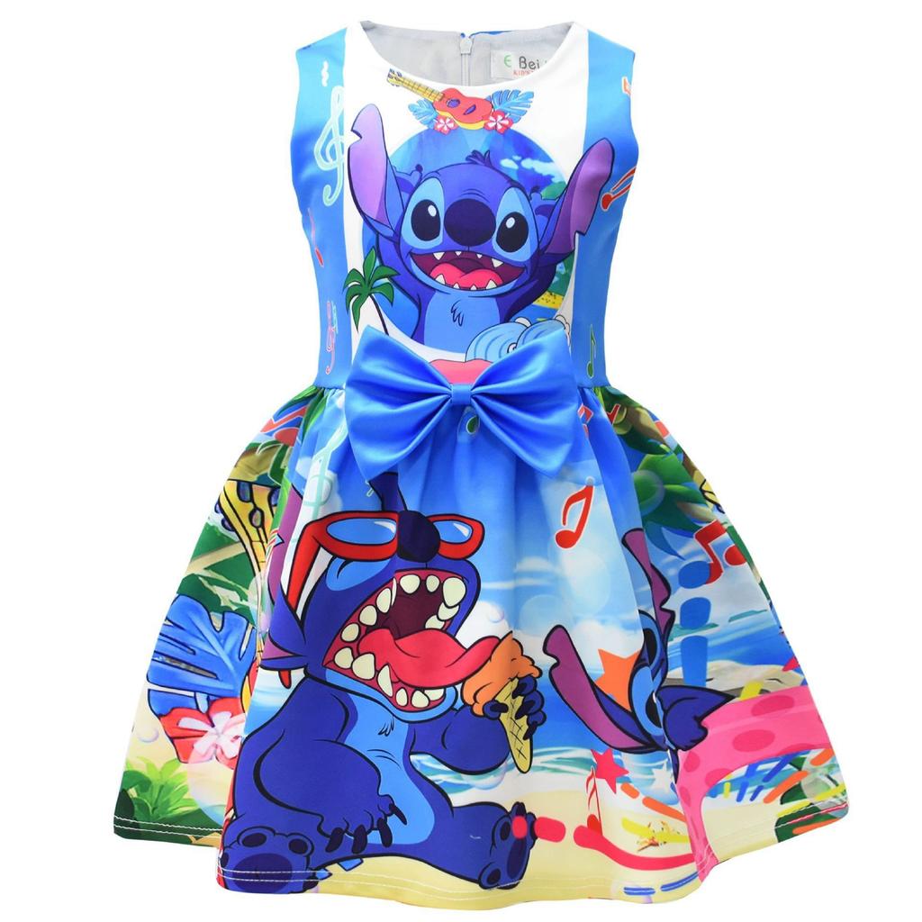 New Summer Products, Interstellar Baby Stitch Girl Dress Dress, Medium Older Children'S Bow Princess Dress