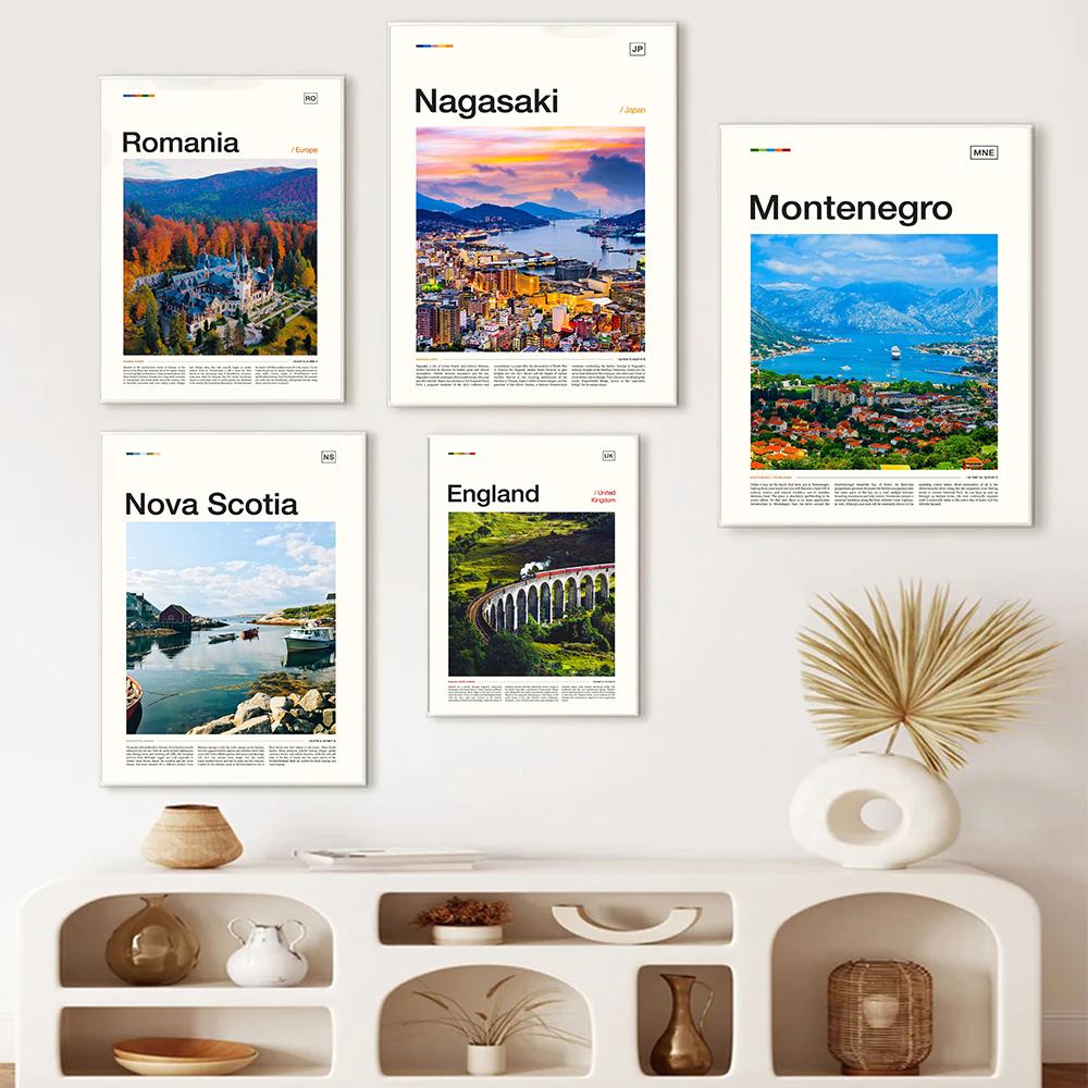 Berühmte Stadt Norwegen Moskau Barcelona Touristenstadt Architektur Kunst Poster Leinwandgemälde Wandkunst Bilder Heimdekor