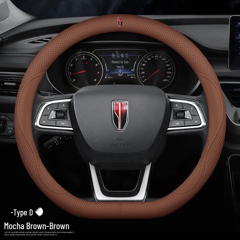 Genuine Leather Steering Wheel Cover for Hongqi H5, HS5, H6, HS3, H9, HS7, HS6, HQ9, EQM5, and O5