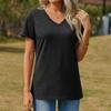 Dam T-shirt Kortärmad Sommar Toppar V-ringning Casual Bas T-shirts Vårkläder Trendigt Outfit